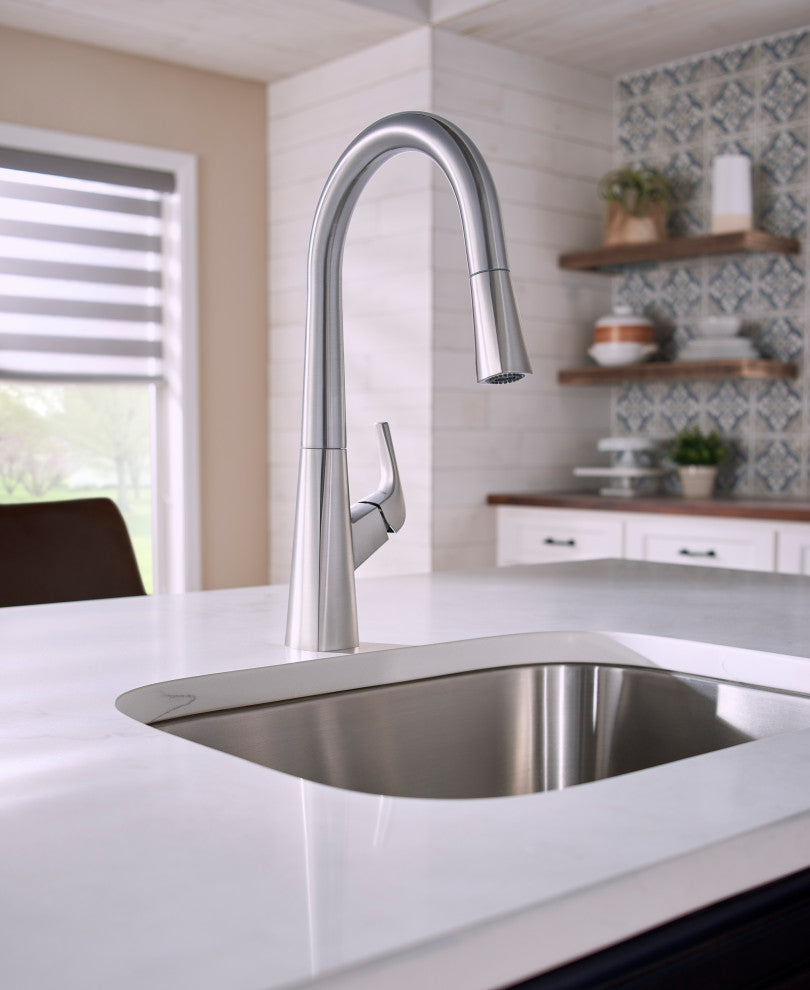 Vaughn Single Handle Pull-Down Kitchen Faucet, Stainless Steel