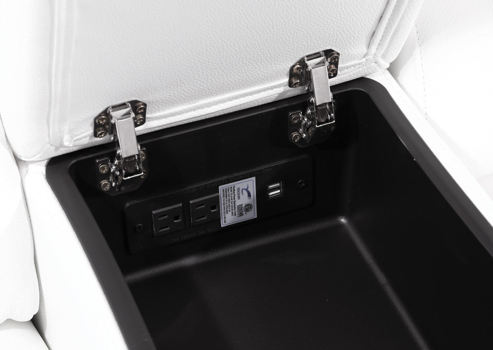 Antonio Italian Leather 12-Piece U-Shaped Power Reclining Sectional, White