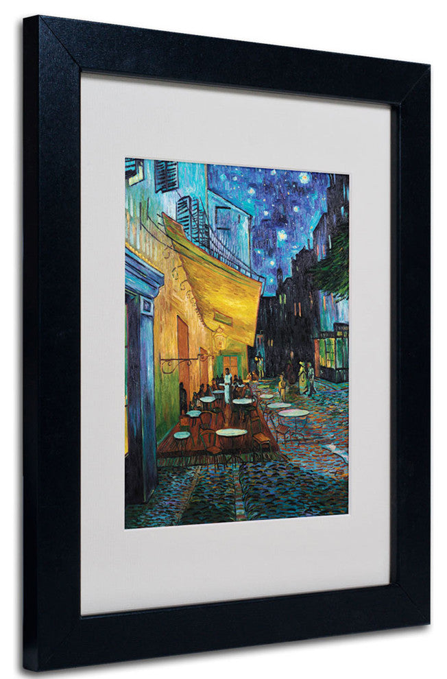 'Cafe Terrace' Matted Framed Canvas Art by Vincent van Gogh