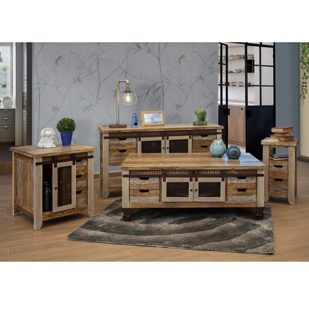 Crafters and Weavers Bayshore Sliding Door 8 Drawer Coffee Table