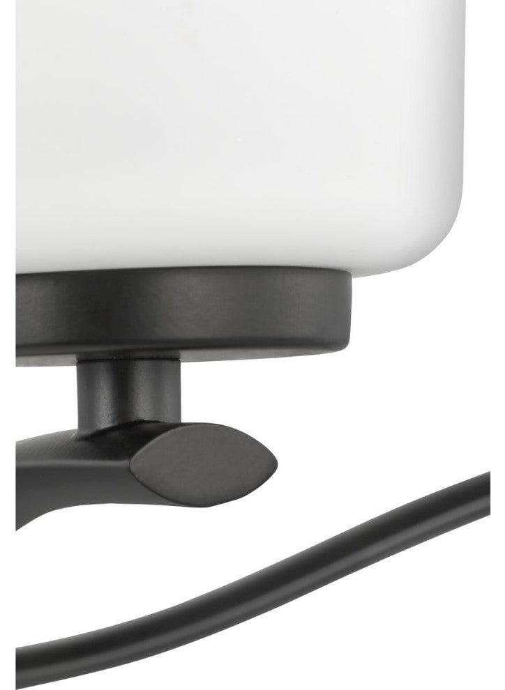 Adley Collection Five-Light Matte Black Etched White Opal Glass Chandelier