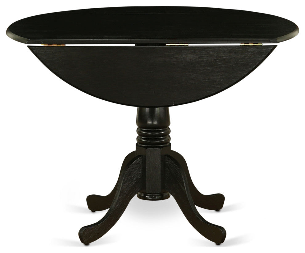 5Pc Dinette Set, Round Table, 4 Chairs, Light Sable Kitchen Chairs Seat, Black