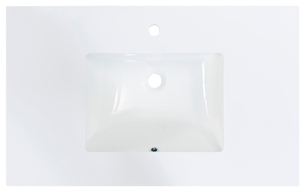 Viterbo 37"  Engineered stone Vanity Top in White with White Sink