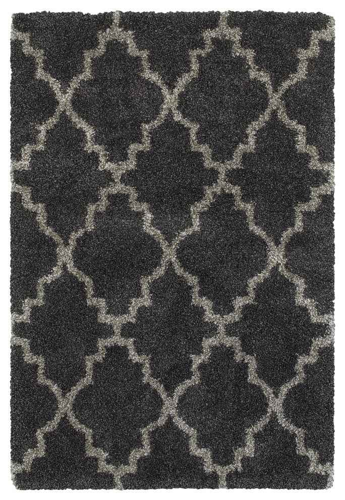 Hartley Quatrafoil Lattice Charcoal and Gray Area Rug, 9''10"x12''10"