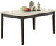 Rectangular Wooden Dining Table with Marble Top, White and Dark Oak Brown