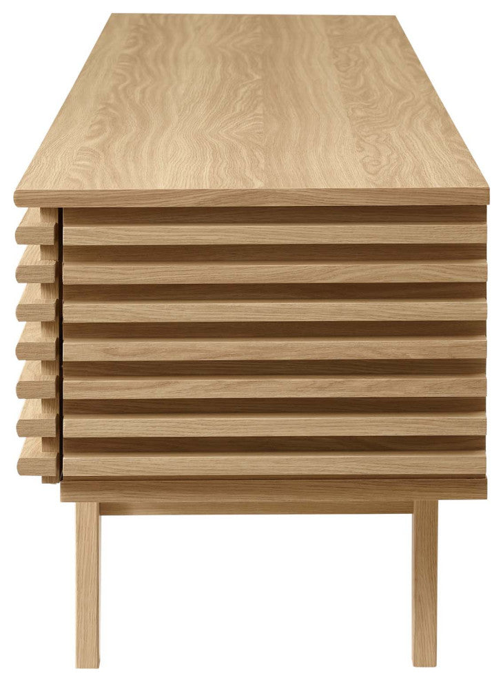 Media TV Stand Console Table, Wood, Brown Oak, Modern, Living Lounge Hospitality
