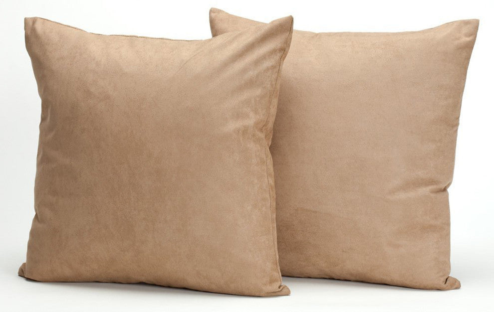 Microsuede Deco Pillow - 18x18 - Feather And Down Filled Pillows - Pack of 2, Ta