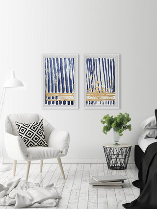 Blue Verticals Diptych, 32"x24"