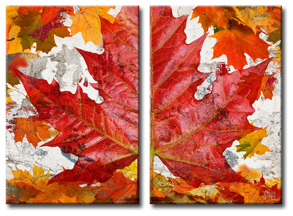 Fall Ink XXII, Canvas Wall Art 2-Piece Canvas Art Set, 20"