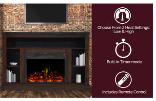 Seville Electric Fireplace Heater With 47" TV Stand, Multicolor Flames, Mahogany