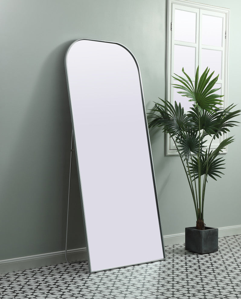 Metal Frame Arch Full Length Mirror 32X76 Inch, Silver