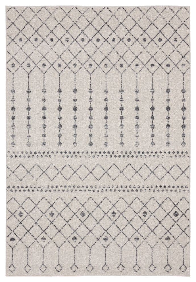 Abani Casa CAS100A Moroccan Trellis Ivory Grey Soft Area Rug