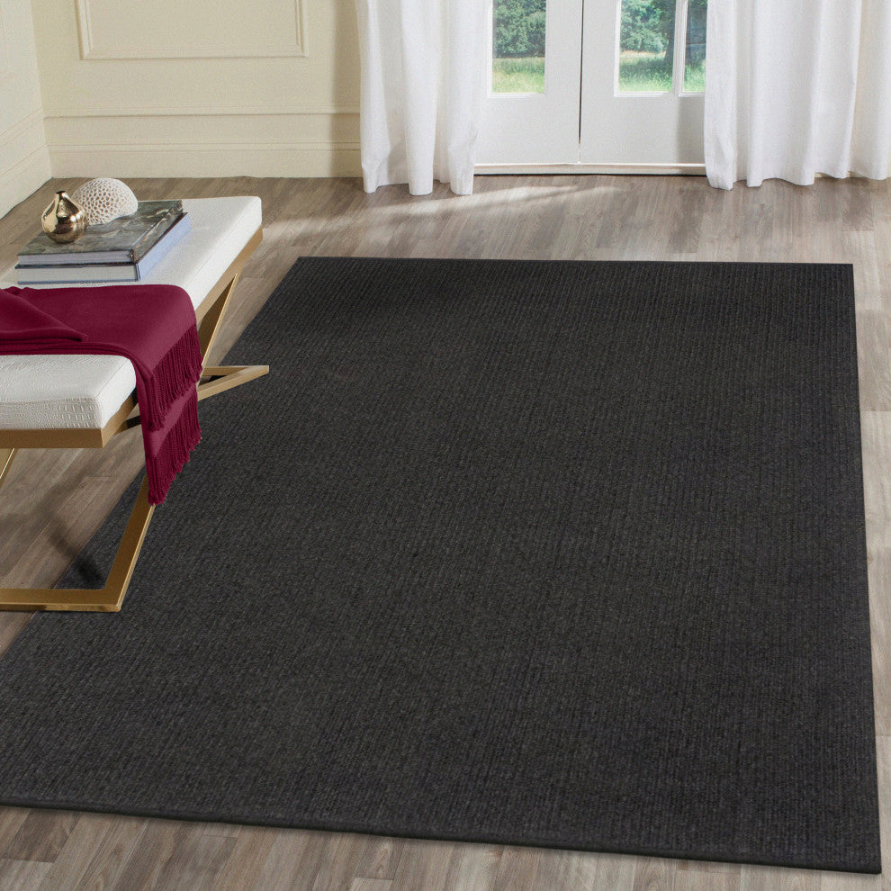 Calais Solid Indoor/Outdoor Rug, Charcoal, 7'6"x9'6"