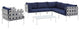 Harmony 7-Piece Sunbrella Outdoor Patio Aluminum Sectional Sofa Set, Gray Navy