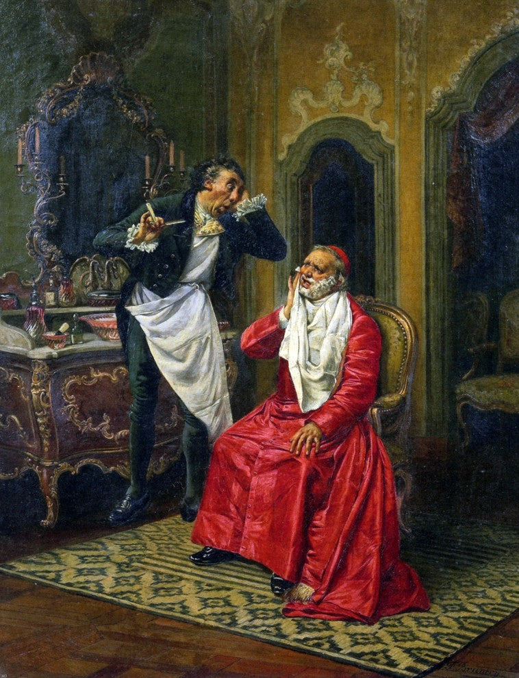Francois Brunery La Barbier Maladroit, 21"x28" Gallery Wrapped Canvas Print