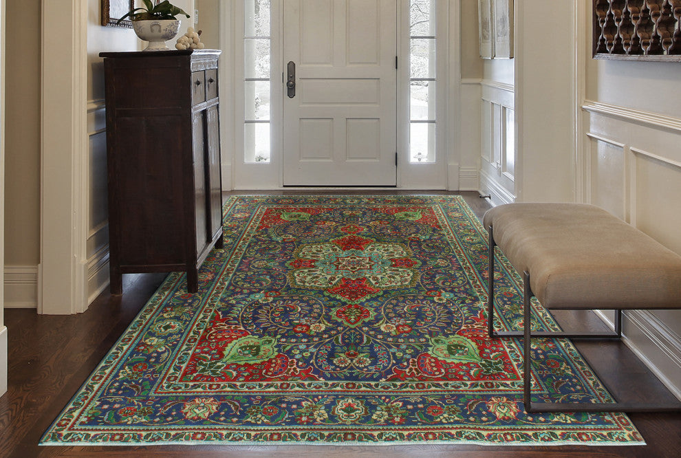 Fine Vintage Distressed Raedpath Navy/Beige Rug, 6'9 x 9'6