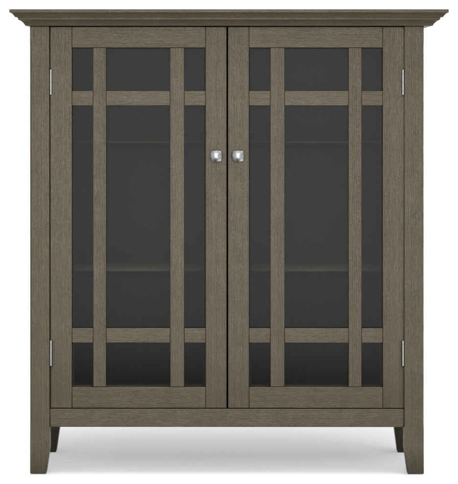 Simpli Home Bedford Wood 39" Transitional Medium Cabinet in Farmhouse Gray