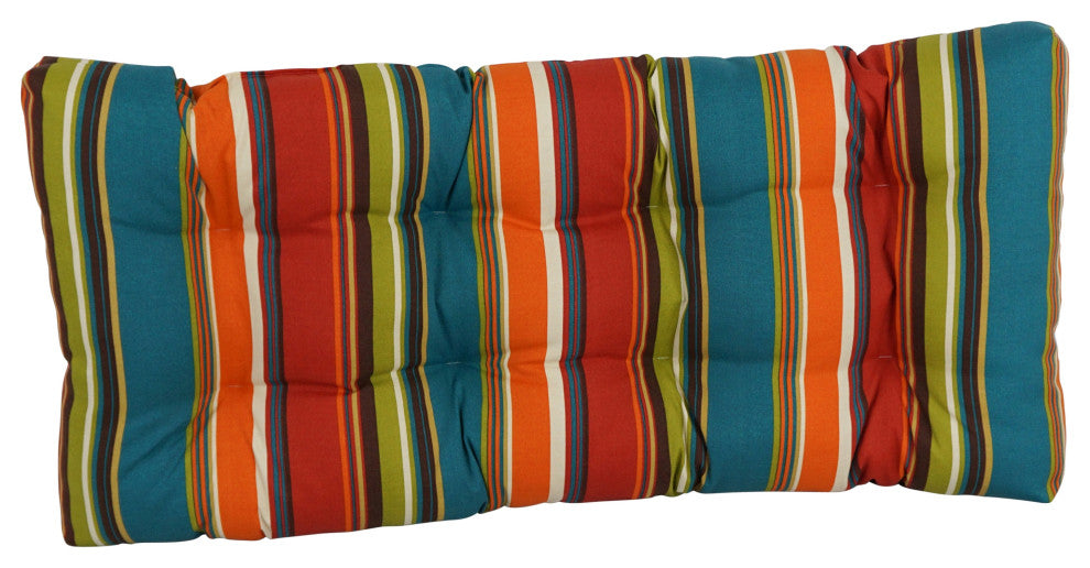 42"X19" Squared Patterned Spun Polyester Tufted Loveseat Cushion, Westport Teal