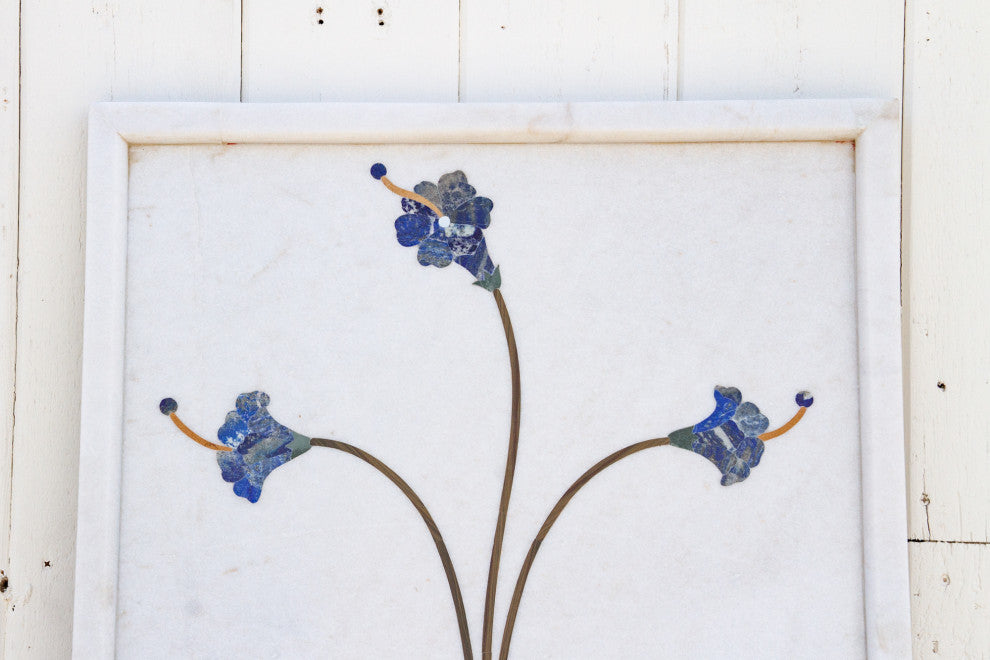 Precious Botanical Inlay Marble Panel