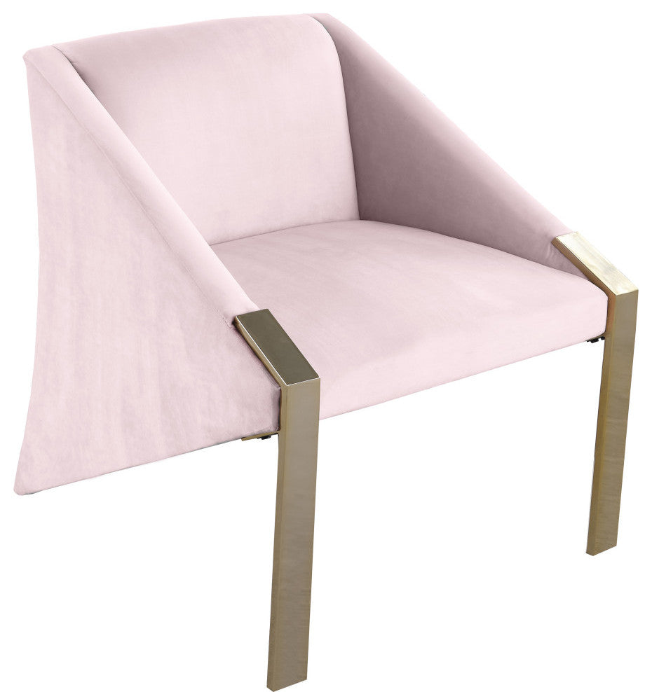 Rivet Velvet Upholstered Accent Chair, Pink
