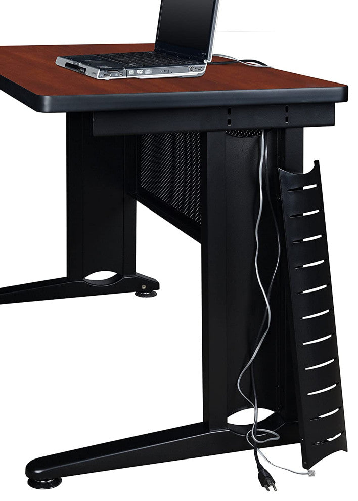 Transitional Desk with C-Shaped Metal Legs and Hidden Wire Management, Cherry