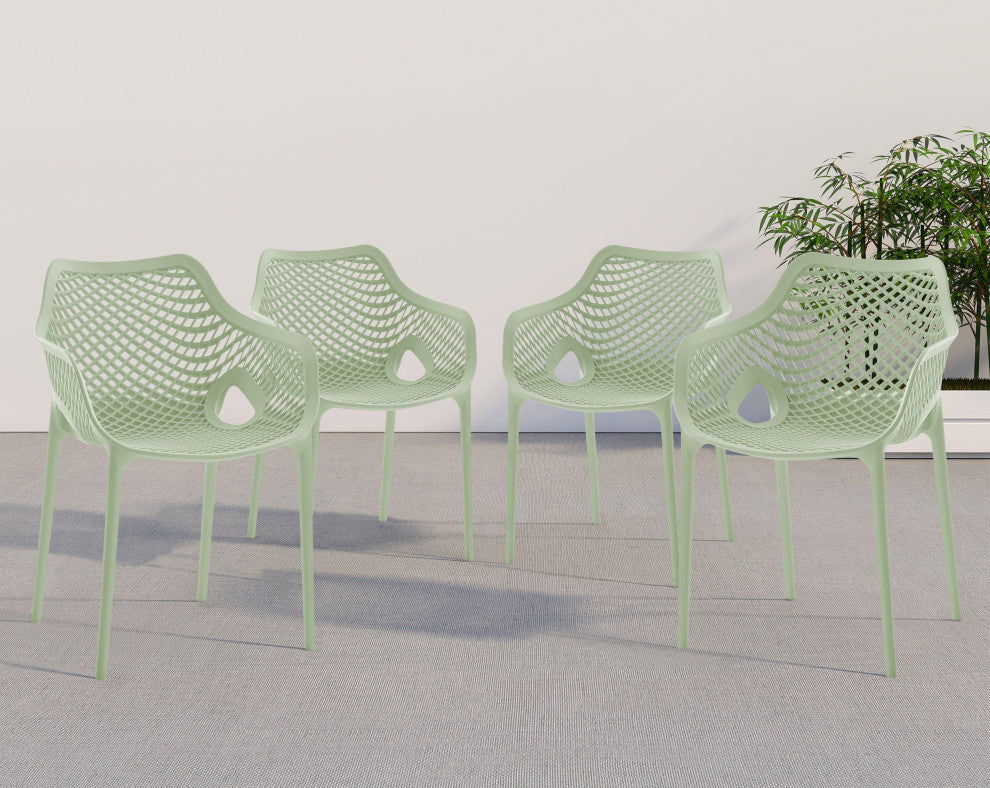 Mykonos Outdoor Patio Dining Chair (Set of 4), Mint, With Arms