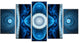 Cabalistic Blue Fractal Design, Contemporary Canvas Art Print, 60"x32", 5 Panels