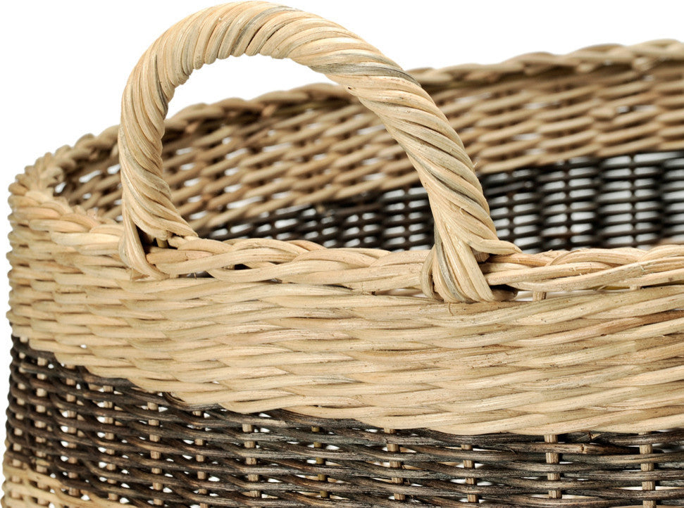 Large Striped Wicker Storage Basket