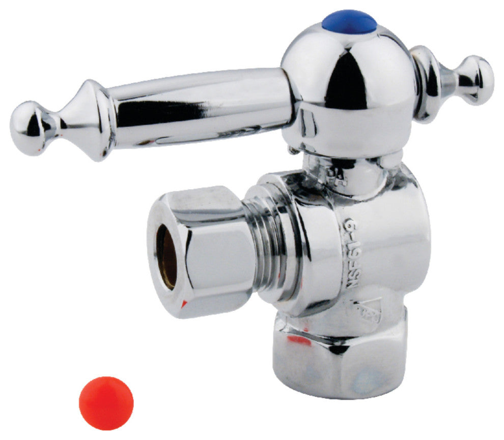 Kingston Brass 3/8" IPS X 3/8" OD Comp Lever Handle Angle Stop, Polished Chrome