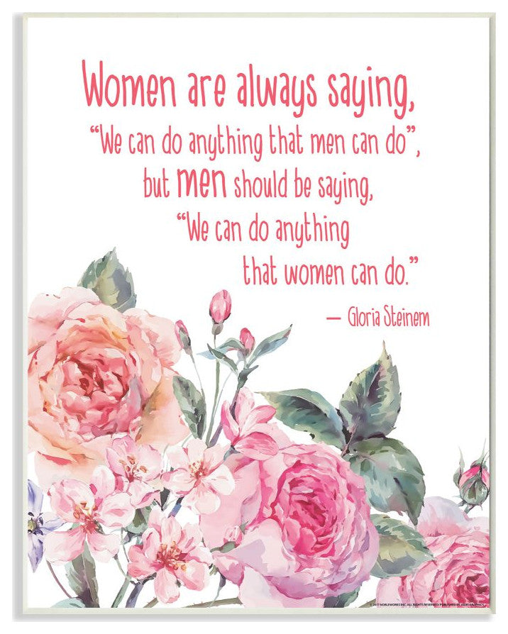 Stupell Industries Woman Can Do Anything Flower Inspirational Word, 10 x 15