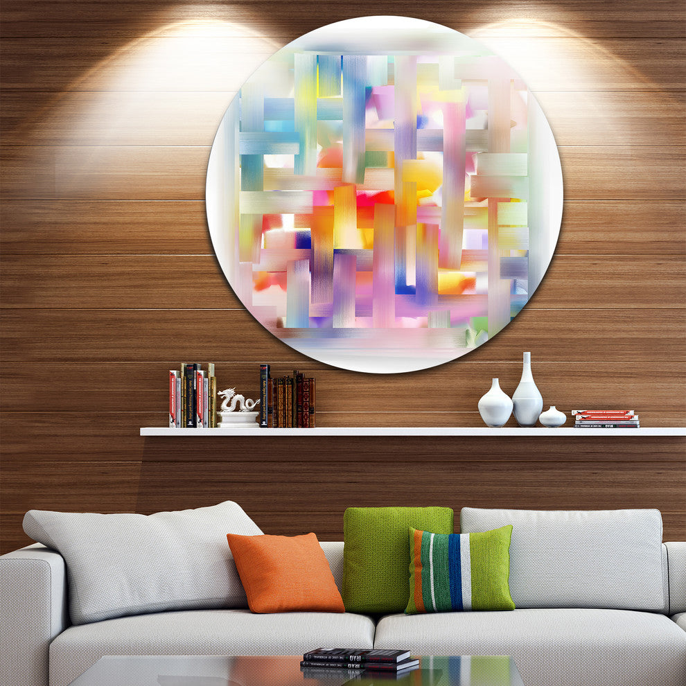Colorful Seamless Pattern, Abstract Round Wall Art, 11"