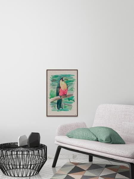 "Hello Toucan" Floater Framed Painting Print on Canvas, 20"x30"
