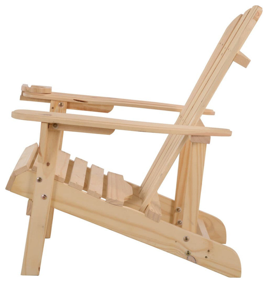 Earth Collection Adirondack Chair With phone and cup holder, Natural, One Chair