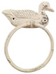 Whitewashed Cast Iron Mallard Duck Towel Holder 6.5"