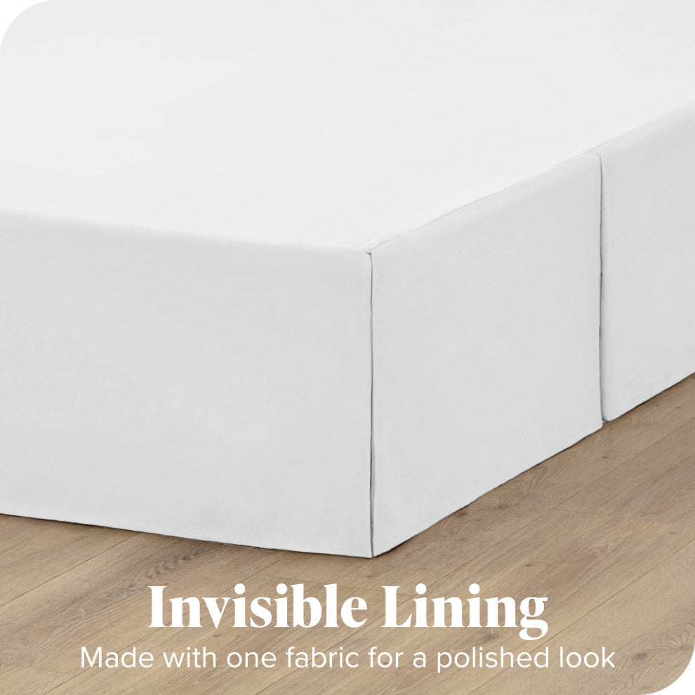 Bare Home Microfiber Bed Skirt , 15" Drop Length, White, Full Xl