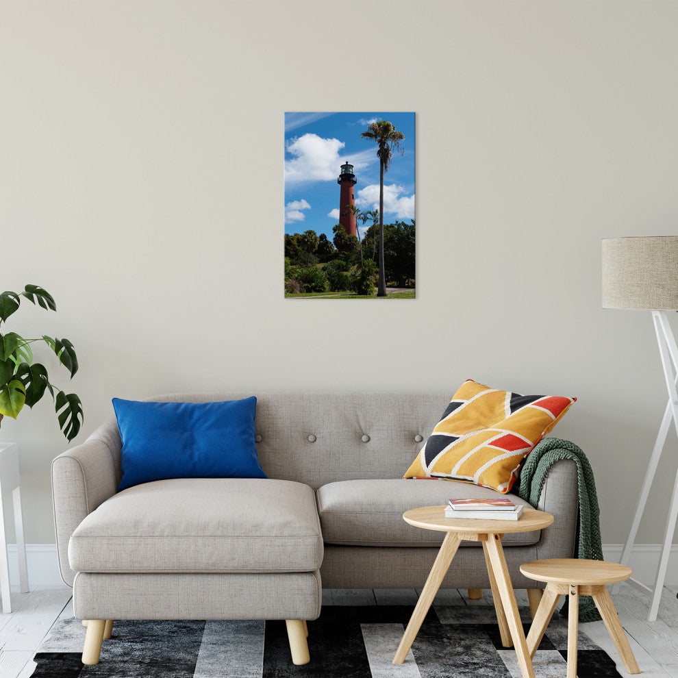 Jupiter Lighthouse Color Coastal Landscape Photo Canvas Wall Art Print, 18" X 24"