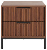 Safavieh Lylia 2 Drawer Nightstand, Walnut/Black