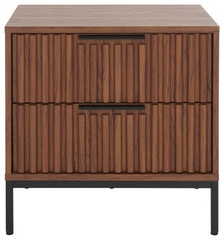 Safavieh Lylia 2 Drawer Nightstand, Walnut/Black