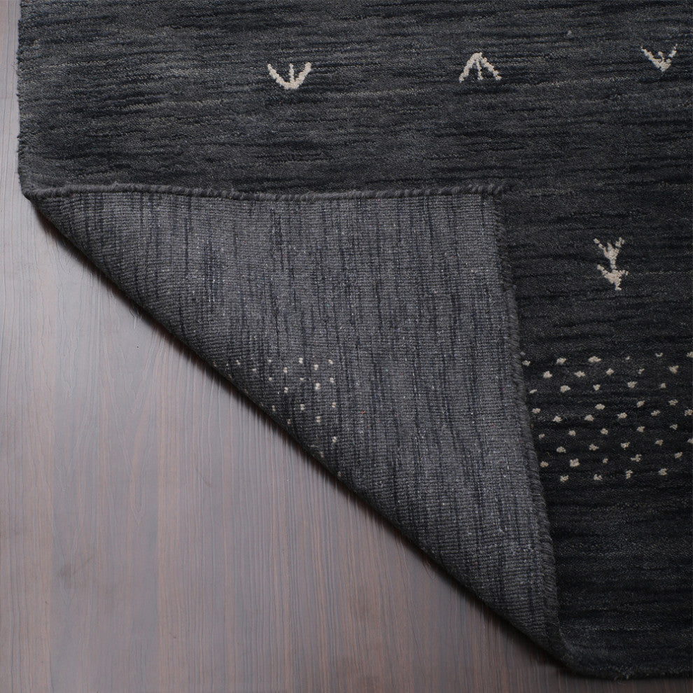 HAND KNOTTED LOOM WOOL ECO-FRIENDLY AREA RUGS - Rectangle,Charcoal,Contemporary
