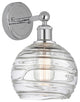 Athens Deco Swirl 1 Light Wall Sconce, Polished Chrome, Clear Deco Swirl Glass