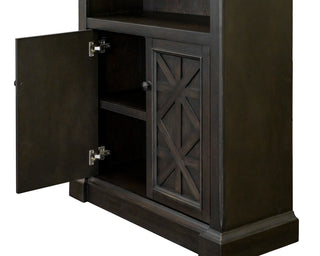 Traditional Wood Bookcase With Doors Office Assembled Dark Brown