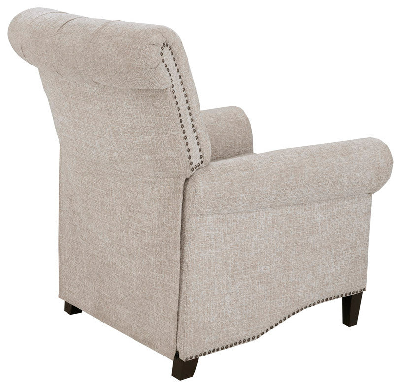 Aidan Rolled Back Push Back Recliner Accent Chair, Cream