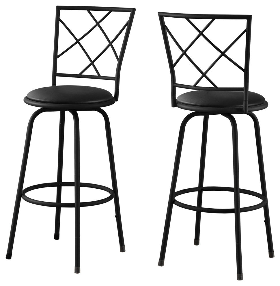 HomeRoots 32" x 32" x 88" Black Metal Foam LeatherLook Barstool 2pcs