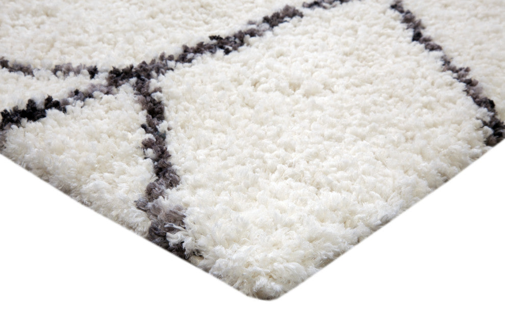 Oasis Cosima White and Dark Gray Polyester Area Rug