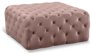 Ariel Velvet Upholstered Ottoman/Bench, Pink