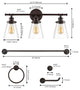 3-Light Traditional Vanity Light With Bathroom Hardware Accessory Set, 5-Piece