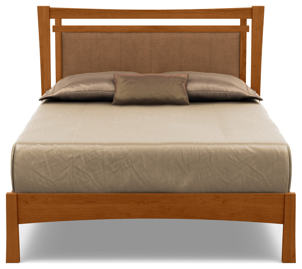 Monterey Bed, Upholstered Headboard, Autumn Cherry, Dark Brown Microsuede, Full