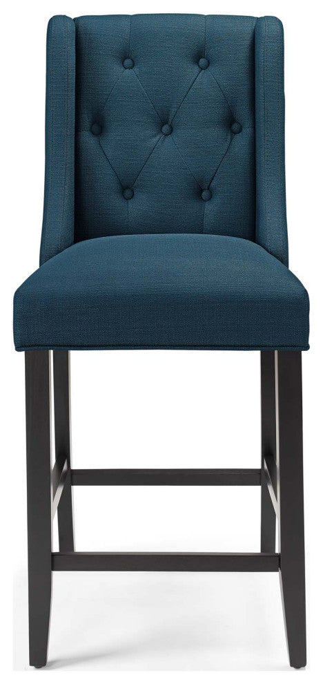 Counter Stool Chair, Set of 2, Fabric, Wood, Navy Blue, Modern, Bar Pub Bistro