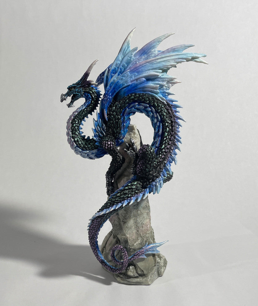 Sapphire Sentinel Dragon Statue Sculpture Figurine Art By Andrew Bill