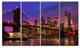 Brooklyn Bridge and Manhattan at Sunset, Pink, Canvas Print, 48"x28", 4 Panels